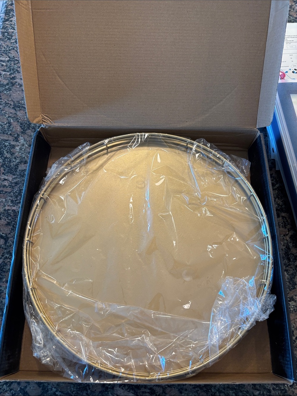 Gold Metal Lazy Susan Serving Tray - Decorative Round Home Kitchen Tray